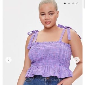 NWT Forever 21 Plus -Gingham Tie strap Crop Top